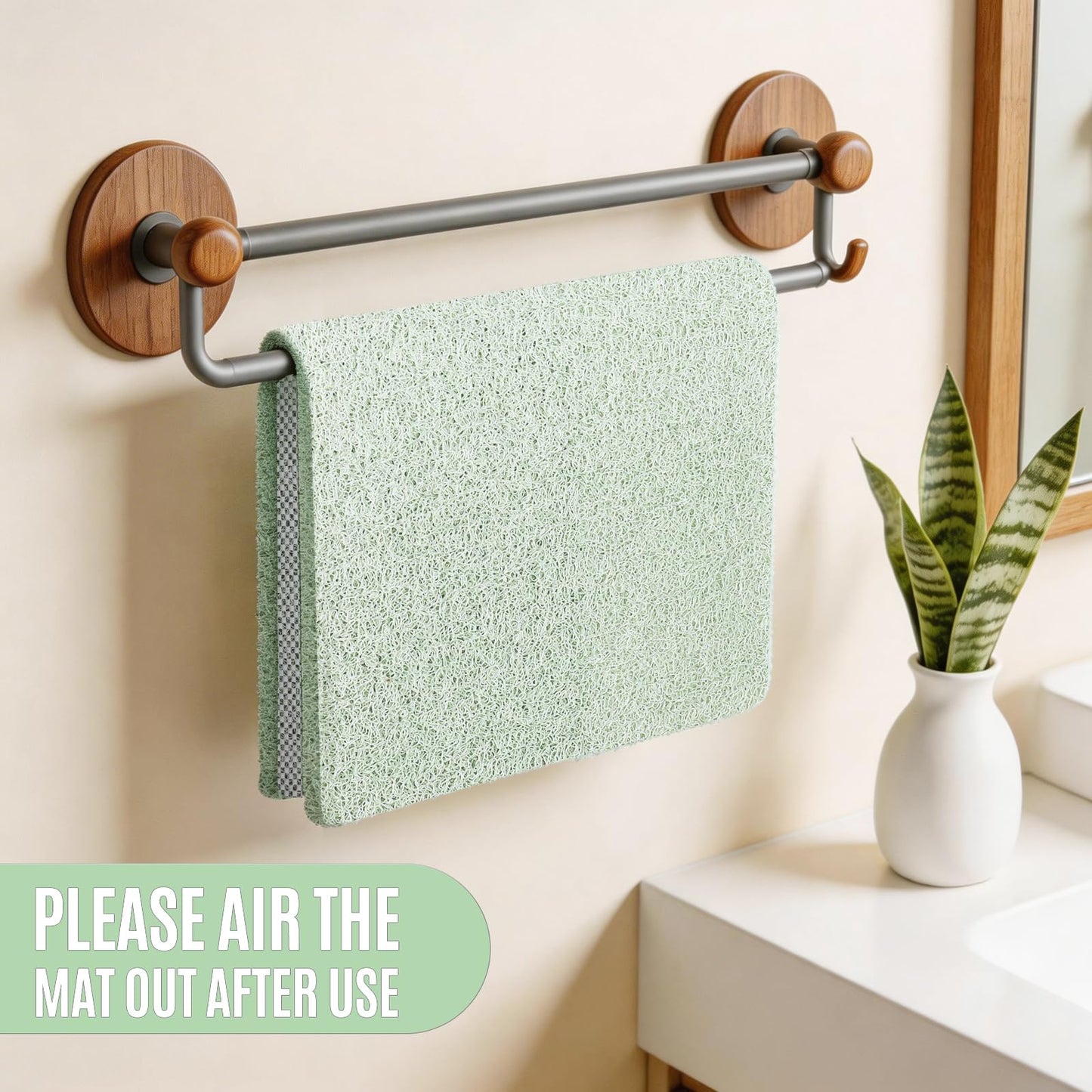 Joyhalo Shower Mat Bathtub Mat Non Slip, Bathmats Non Slip, Quick Drying Foot Scrubber Loofah Mats for Shower, Tub, Bathroom, Home,30x17inch, Mint Green
