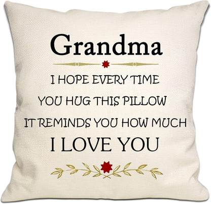 Bommex Grandma I Hope Every Time You Hug This Pillow It Reminds You How Much I Love You Throw Pillow Cover - Reminder