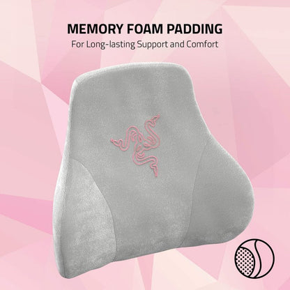 Razer Head Cushion Neck & Head Support for Gaming Chairs: Ergonomically Designed - Memory Foam Padding  - Wrapped in Plush Pink Velvet - Quartz