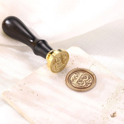 Yoption Traditional Initial Alphabet Wax Seal Stamp with 120 Antique Gold Wax Seal Beads Kit for Wedding Engagement Party Invitation Envelope Christmas Gift Wrap - Letter B