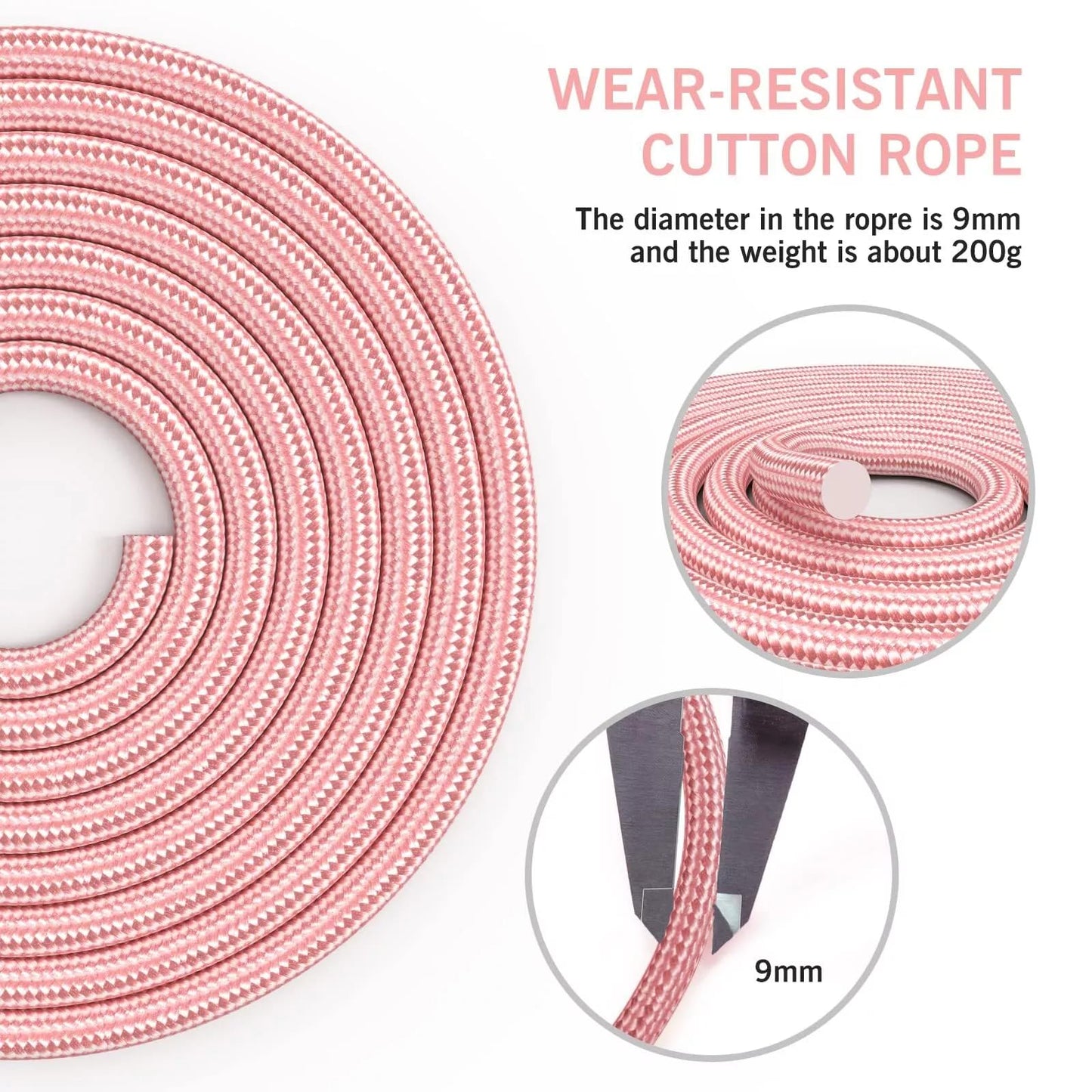 FITMYFAVO Jump Rope Cotton Adjustable Skipping Weighted jumprope for Women，Adult and Children Athletic Fitness Exercise Jumping Rope