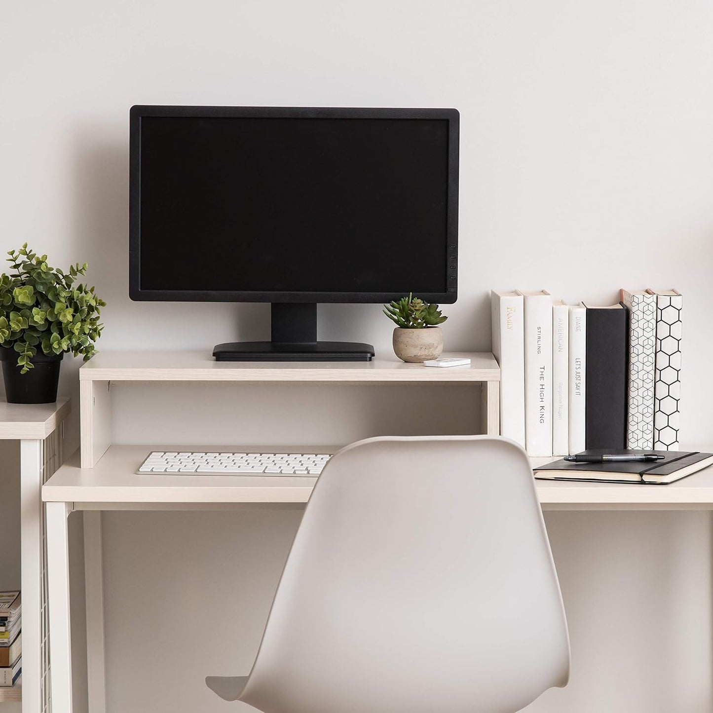 1-Tier, IRIS USA, Inc. Computer, Laptop, TV, Desk Top Riser, Ergonomic PC Monitor Stand, White