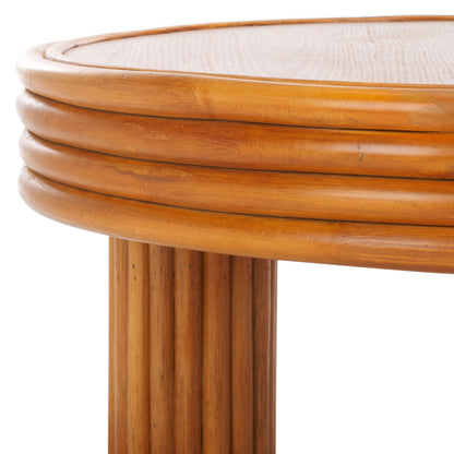 SAFAVIEH Couture Collection Bayard Natural Rattan Solid Wood Round Coffee Table (Fully Assembled)