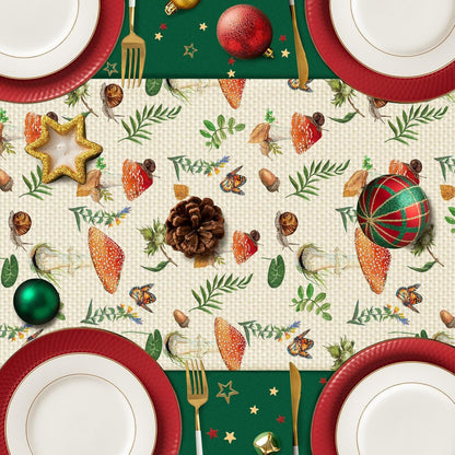 13 72 Inch Mushroom Floral Table Runner Seasonal Spring Kitchen Dining Linen Table Decoration for Indoor Outdoor Home