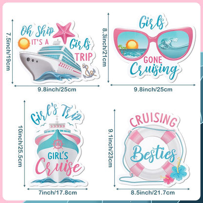 JAPBOR Cruise Door Decorations Magnetic - 4PCS It’s A Girls Trip Magnets, Girl Ship Car Cabin Refrigerator Magnet Decal, Cruising Magnetic Fridge Stickers for Home Kitchen Decor
