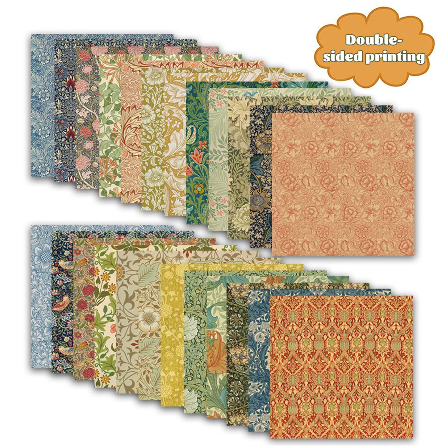 MIATTCLD Scrapbook Paper 12x12 In Double Sided Decorative Paper for Scrapbooking, 24 Sheets/24 Designs Spring Floral Patterned Craft Paper for Junk Journals DIY Cards Album Decoration (Green)