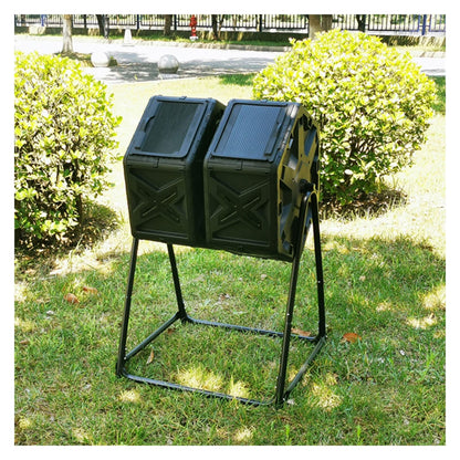 Kitchen Compost Bin, Compost Bin Tumbling Composter Rotating w/ 2 Doors Compost Bin, Dual Chamber All Season Heavy Duty Outdoor Gardening Composting Tumblers Garden Yard (140L/37 Gallon, Black) ,Indoo