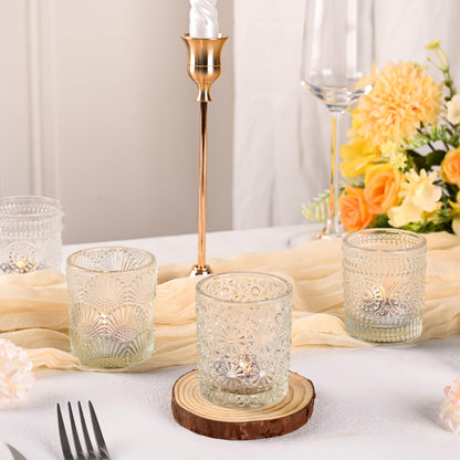 12 Pack Clear Votive Candle Holders Bulk, 3 Patterns Tealight Candle Holder for Wedding Table Centerpiece, Home Table Decor, Birthday, Party Decoration, Bridal Shower