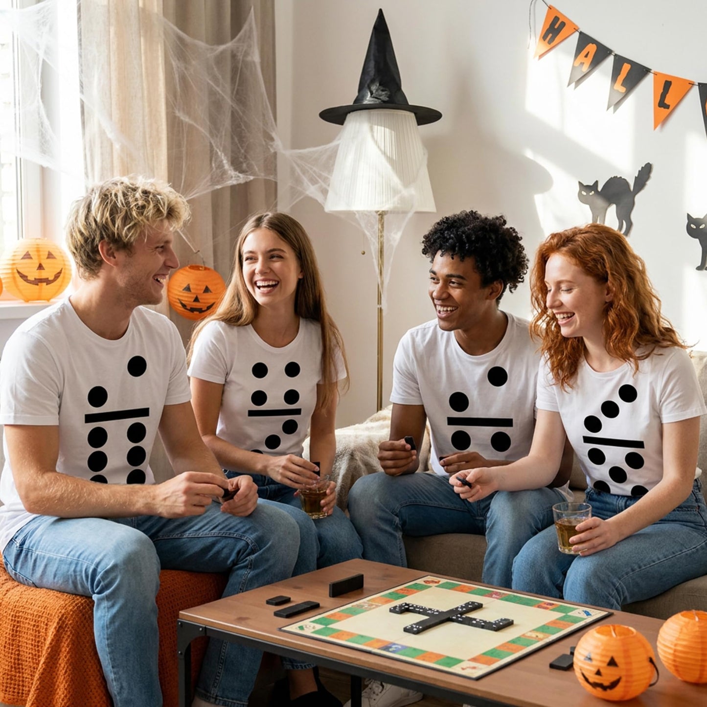 Iceyyyy 150 Pcs Halloween Felt Costume Stickers, Large Adhesive Circles and Strips for Clothes, Black Self Adhesive Felt Costume Accessiores for Crafts DIY Group Halloween Outfit