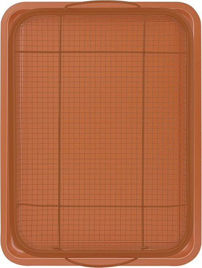 G&S Nonstick Crisper Basket Set - Durable Copper Baking Pan | 2-Piece Easy-to-Use Set