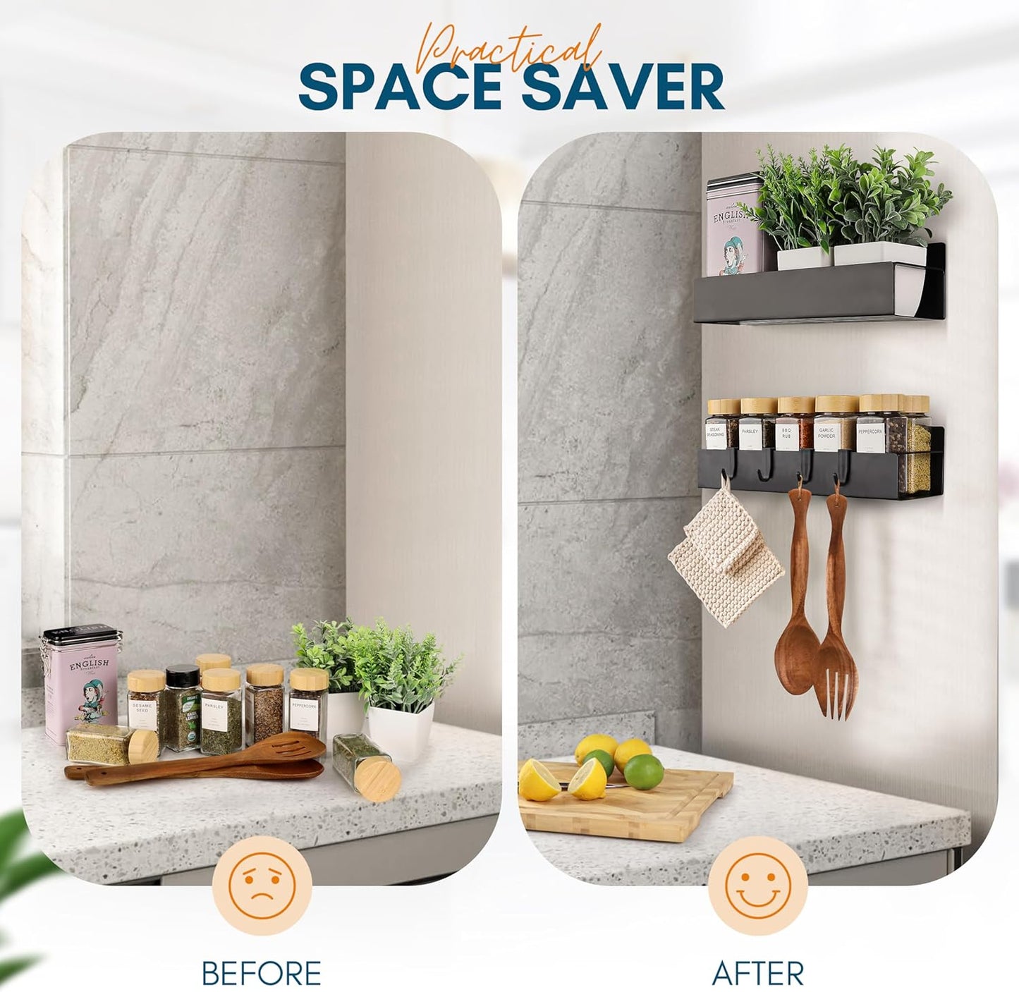 Magnetic Shelf, 2-Pack Magnetic Spice Rack for Refrigerator, Storage for Tiny Home Kitchen