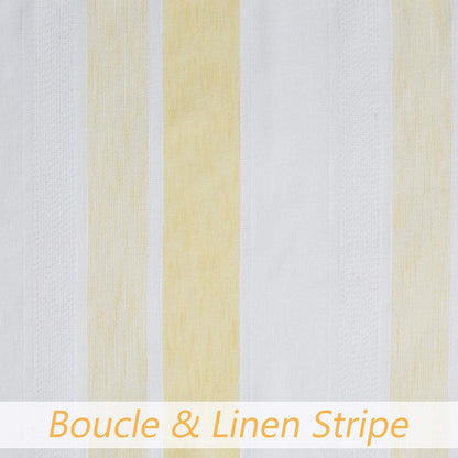 Central Park Yellow and White Kitchen Window Curtain Valance, Stripe Sheer Boucle Linen, 54" W x 15" L