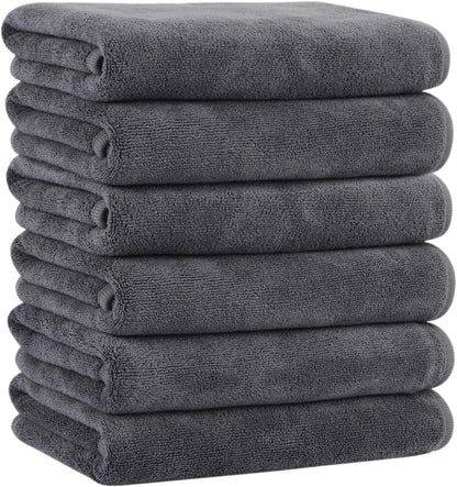 16inch 30inch (6, 16inch 30inch) KinHwa Microfiber Hand Towels for Bathroom Soft and Absorbent Face Towels for Bath