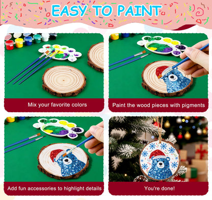 Timburst Unfinished Wood Slices Ornaments, 171pcs All-in-One Kids Painting Crafts, Glow in the Dark Wooden Craft Kit with Pre-Drilled Holes, Arts and Crafts for Girls Boys Ages 6+ Birthday Gift