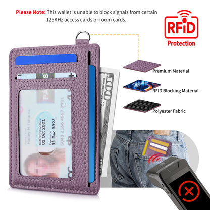 Mayski Slim Wallet, Credit Card Holder for Women, Minimalist Front Pocket RFID Blocking Card Cases, Small Wallet Women Men(Litchi Lavender)
