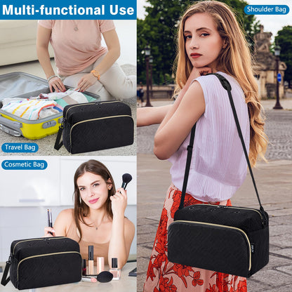 IBFUN Crochet Yarn Knitting Bag 2 Pcs Yarn Storage Organizer Crocheting Bags for Beginners with Shoulder Strap for Knit Accessories Needles Hooks