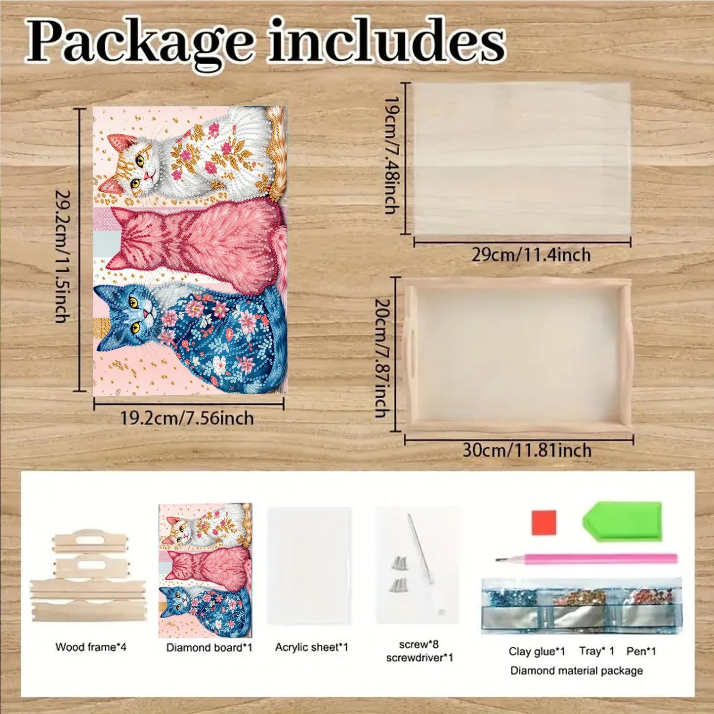 SHLUHA Diamond Art Kits for Adults Wooden Serving Trays with Handle Food Tray for Breakfast Home Decor Gift