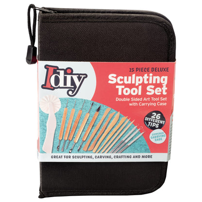Pottery Tool Starter Kit- 15-Piece 26-Tool Beginner's Clay Ceramics Modeling Carving Sculpting Set- Arts & Crafts School Project, w Carrying Case, Birthday Gift for Kids, Gift Set for Artists