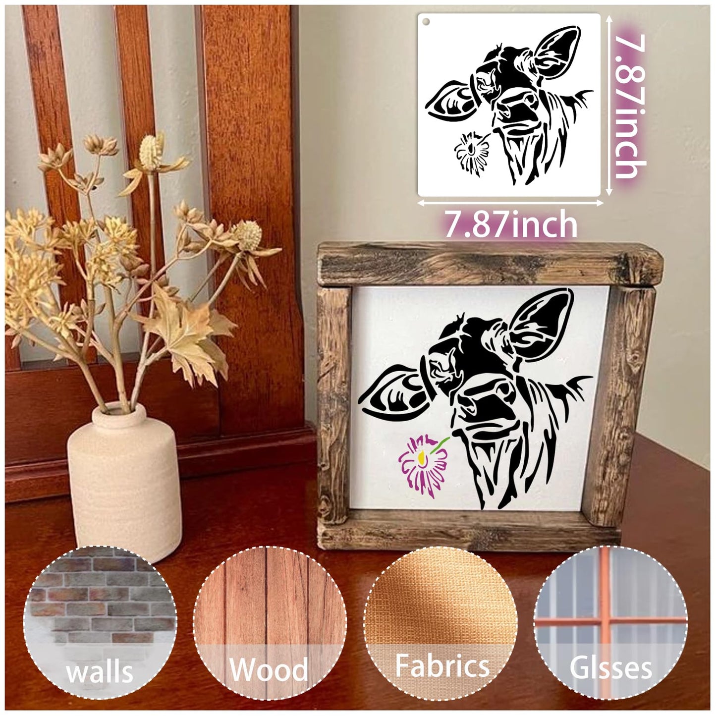 15 Piece Farmhouse Stencils - Reusable Farm Animal Stencils Template for Painting on Wood, Furniture, Fabric, Wall & DIY Crafts (Chicken, Cow, Pig, Horse)