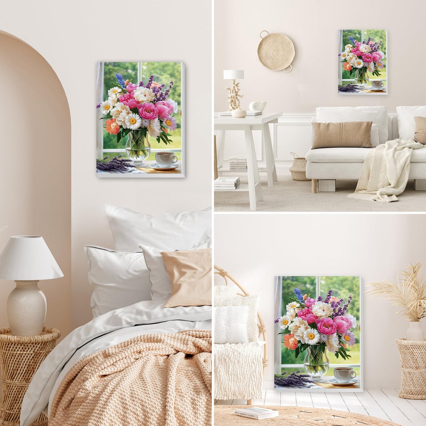 MEIYUDA Flowers Framed Paint by Numbers Adult Kit, DIY Flowers Vase Paint by Numbers with Frame, DIY Oil Painting by Number Kits for Home Wall Decor and Presents 12x16In