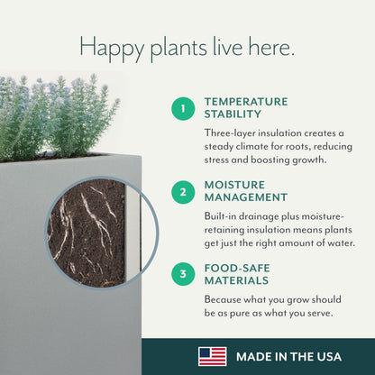 PolyStone Milan Rectangular Trough Planter – 46" x 17" x 19" – Large Lightweight Indoor/Outdoor Planter Box – Modern Stone-Look Resin – Durable All-Weather w/Drainage Holes – Made in USA – Slate Gray