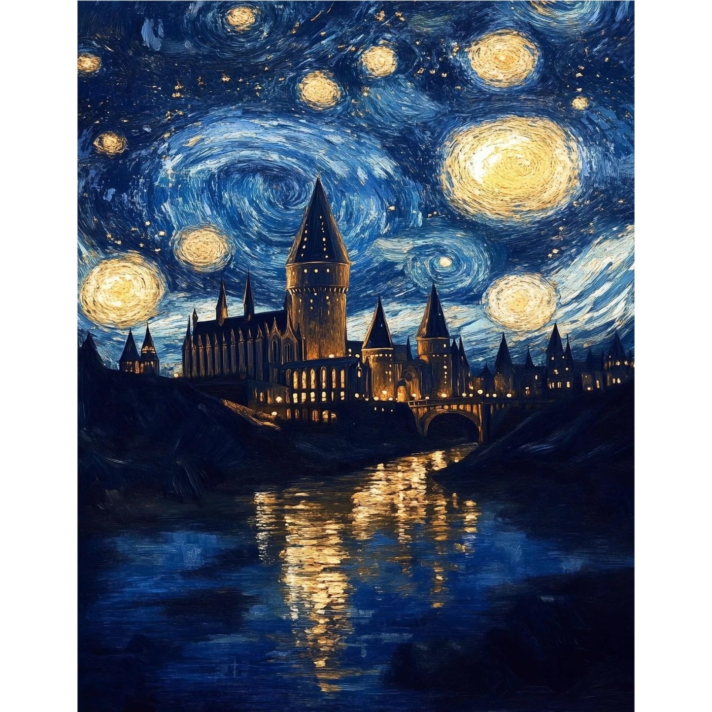 unllhuw Paint by Numbers Kits for Adults Beginners, Magic Castle Paint by Numbers Kits on Canvas, Starry Night Paint by Number for Home Decor Wall Art Gift 16x20inch