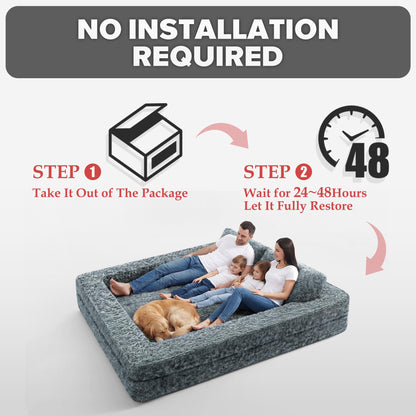 HABUTWAY Convertible Sofa Bed, 3-in-1 Futon Sofa Bed with Pillow, Foldable Pull Out Floor Sofa Bed with Removable Cover, Plush Boneless Couch for Living Room/Bedroom/Dorm