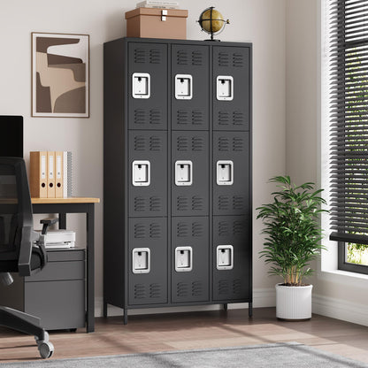 9 Doors Employee Lockers for Office, Metal Sorage Locker Combination, Lockable Employees Metal Locker With Door, Industrial Storage Lockers for Home, School, Gym