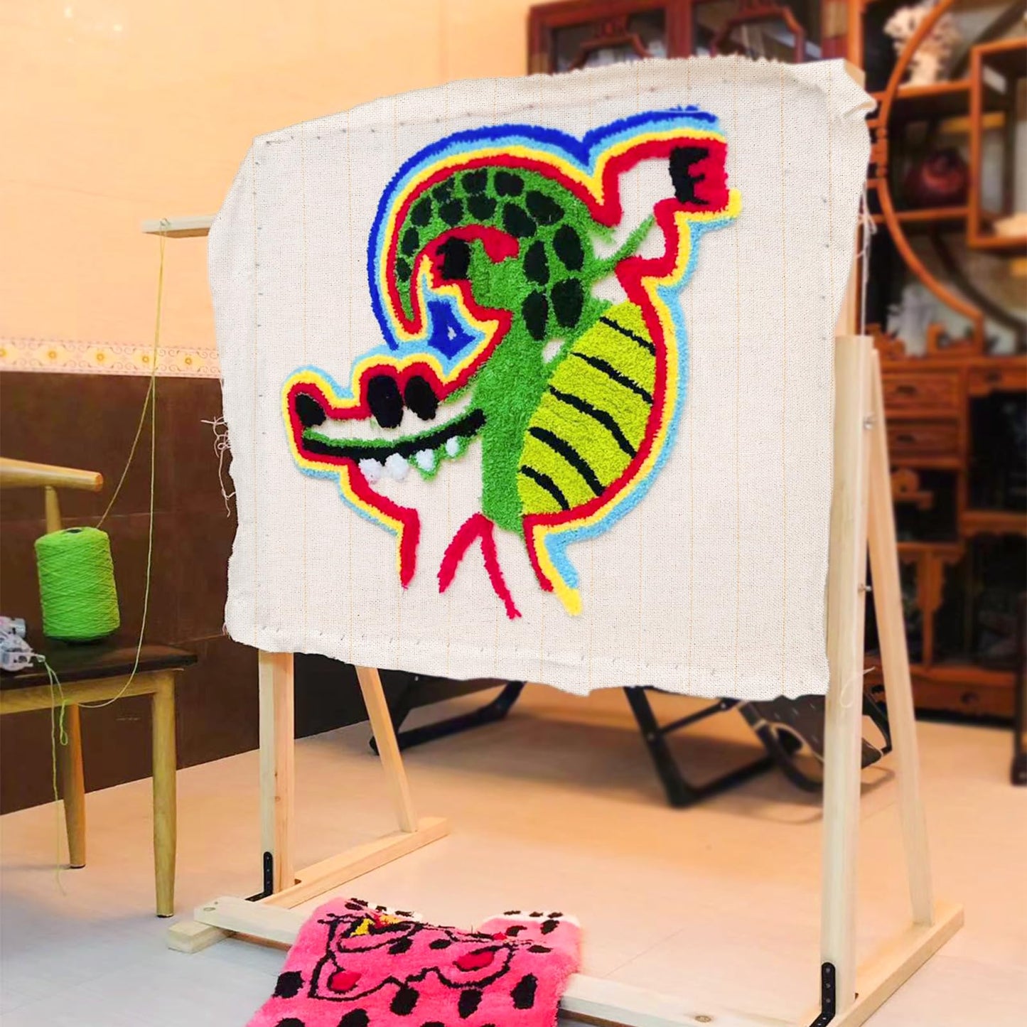Yarlung Primary Tufting Cloth for Rug Tufting, 83" x 79" Large Overlocking Monks Cloth with Marked Lines, Rug Backing Fabric for Cut/Loop Pile Tufting Gun, Punch Needle