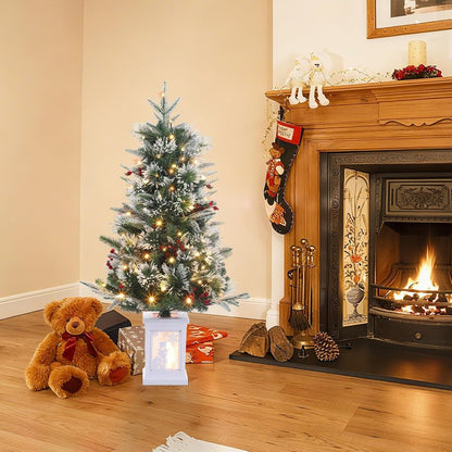 3 Ft Pre-Lit Christmas Tree, Artificial Christmas Trees with Lighting, Xmas Trees with 78 Led Lights, Christmas Decoration for Home, Office, Easy Assembly