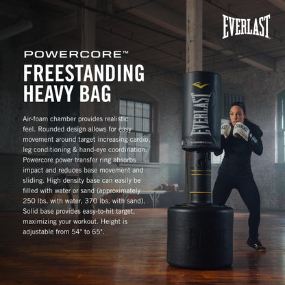 Everlast P00001266 Powercore Free Standing Indoor Rounded Heavy Duty Fitness Training Punching Bag