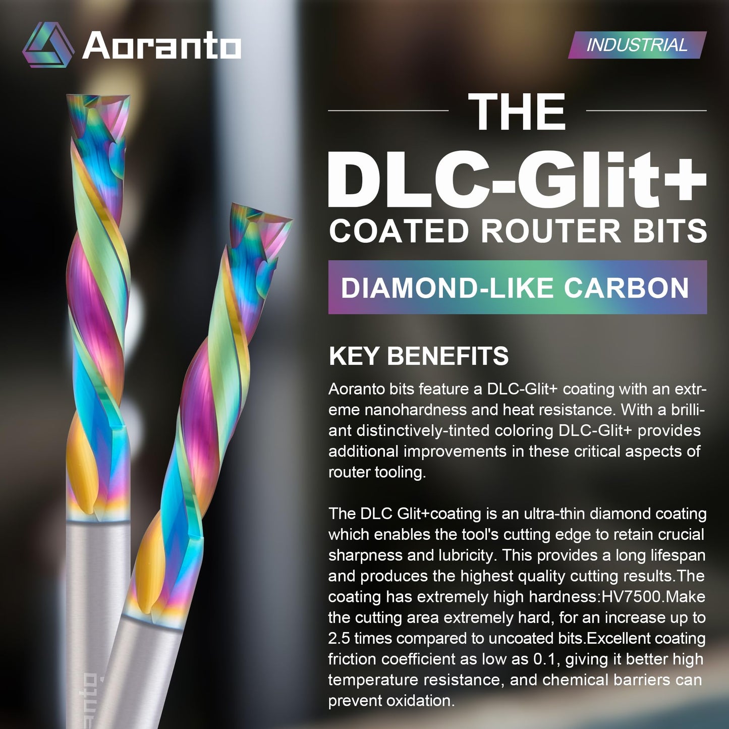 Aoranto DL23325 1/8" Downcut Spiral CNC Router Bit 1/4" Shank, Industrial Quality Extra Long Life Coating Solid Carbide Down Cut End Mill for Wood Slot Engraving Carving, 1/8 Inch Dia x 1 Inch CL