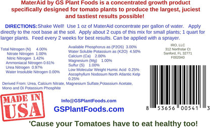 (1 MaterAid Tomato Fertilizer - Organic Plant Food for Feeding & Growing Tomatoes Quart)- Tomato Food Suitable for All