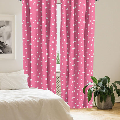 Ambesonne Pink Polka Dots Window Curtains - Monochrome Layout Pattern, Lightweight Decor 2-Panel Set with Rod Pocket,