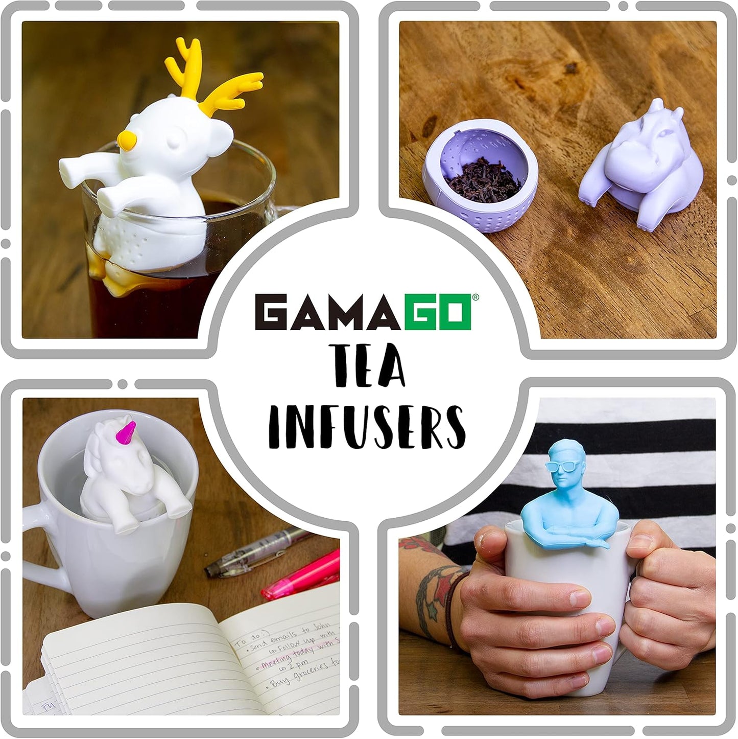 GAMAGO Reindeer Tea Infuser - 100% Silicone Non-Toxic Reusable Loose Tea Steeper, Funny Gift Tea Leaf Strainer