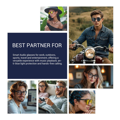 Blackview Smart Glasses, 5.3 Bluetooth Sunglasses with Open Ear Speaker, Voice Assistant Compatible, Blue Light Blocking Lens