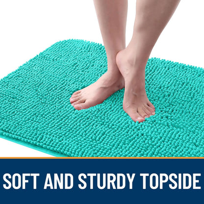 OLANLY Dog Door Mat - Absorbent Non-Slip Chenille Mat for Muddy Paws | 70x46, Quick Dry, Teal