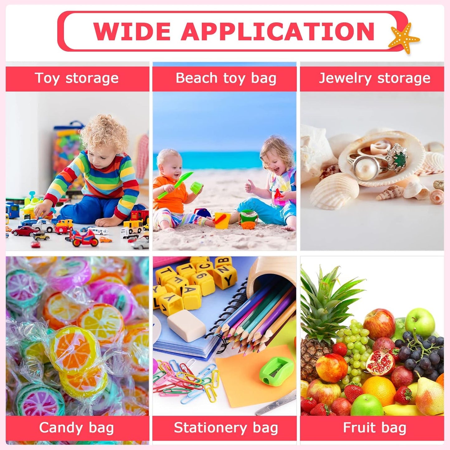 12 Pack Swimming 6 Saintrygo Mesh Beach Bag Shell Collecting Bag Bulk Beach Tote Party Favor Sand Toy Bags with Zipper