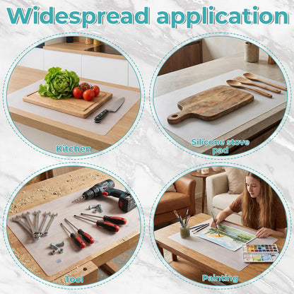KongTiva Extra Large Silicone Mat, 48” x 24” Kitchen Countertop Protector Mat Heat Resistant Non-Slip Table Pad, Food Grade Translucent Placemat for Cooking Baking Crafts
