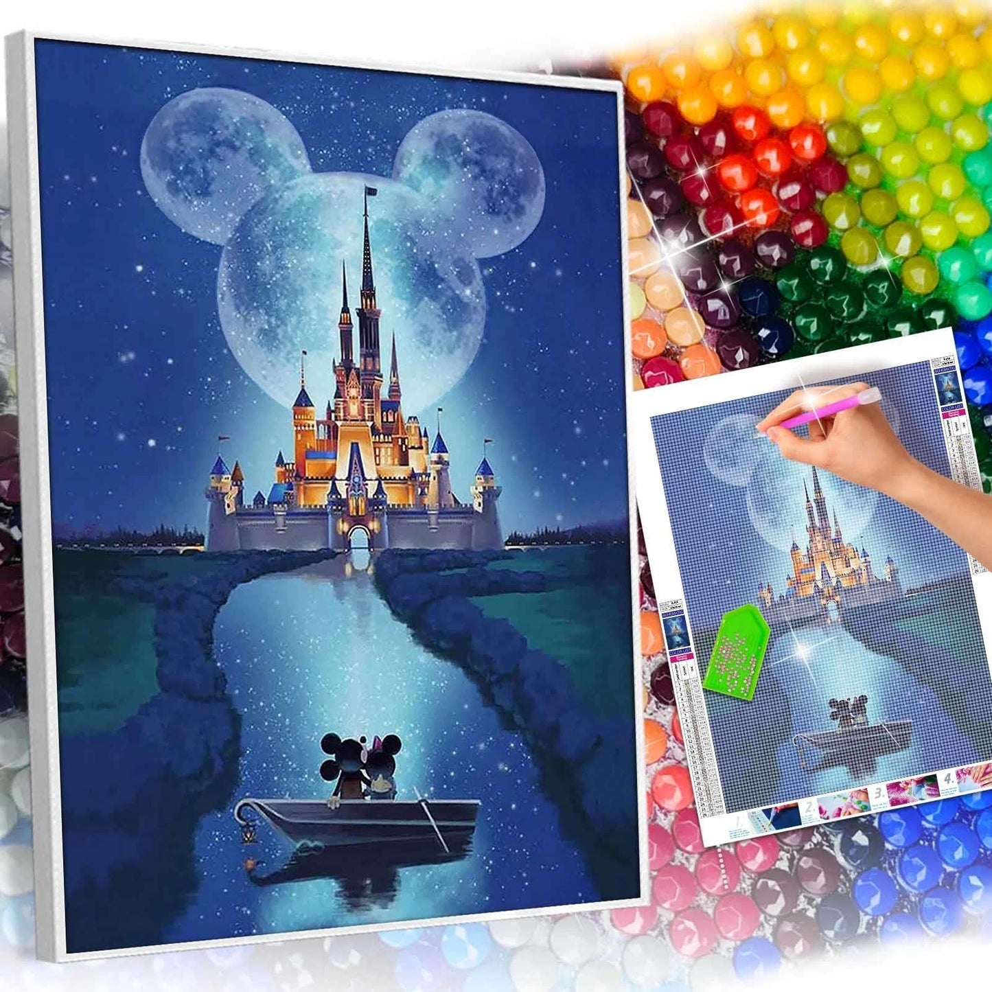 JYLMOOD 2 Packs Cartoon Diamond Painting Kits for Adults 5D Diamond Art Kits for Adults Beginner,DIY Full Drill Diamond Rhinestone with Tools Accessories for Home Wall Decor Christmas 12x16inch