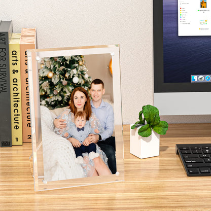 NIUBEE 4x6 Acrylic Picture Frame with Magnets - 2 Pack, Shatter-Resistant Floating Photo Frame for Tabletop, Modern Desk Display for Home & Office