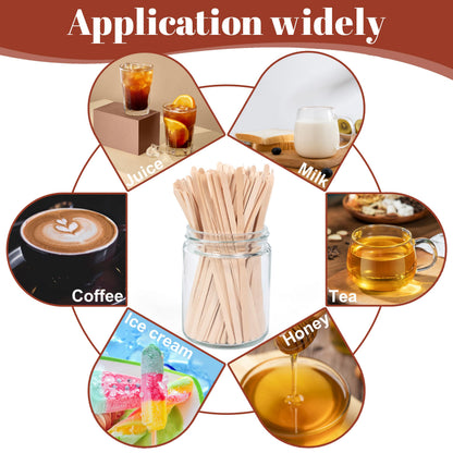 ANTETOK Wooden Coffee Stirrers - Coffee Stir Sticks 5.5 Inch,800pcs Disposable Swizzle Sticks,Swizzle Drink Sticks for Coffee,Tea,Cocktail and Hot Chocolate