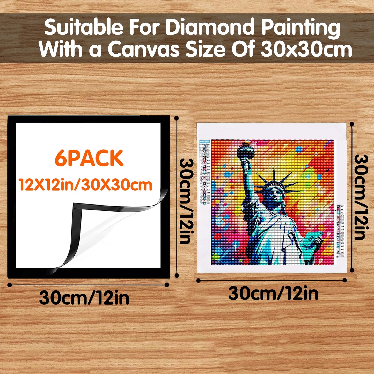 SKRYUIE 12x12 Inch Diamond Art Kits for Adults Frames - Magnetic Self-Adhesive, 6-Pack (Black) - Perfect for 10x10 Inch Artwork Paint by Numbers - Suitabble Frames Painting for Wall Window Door
