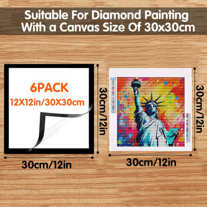 SKRYUIE 12x12 Inch Diamond Art Kits for Adults Frames - Magnetic Self-Adhesive, 6-Pack (Black) - Perfect for 10x10 Inch Artwork Paint by Numbers - Suitabble Frames Painting for Wall Window Door