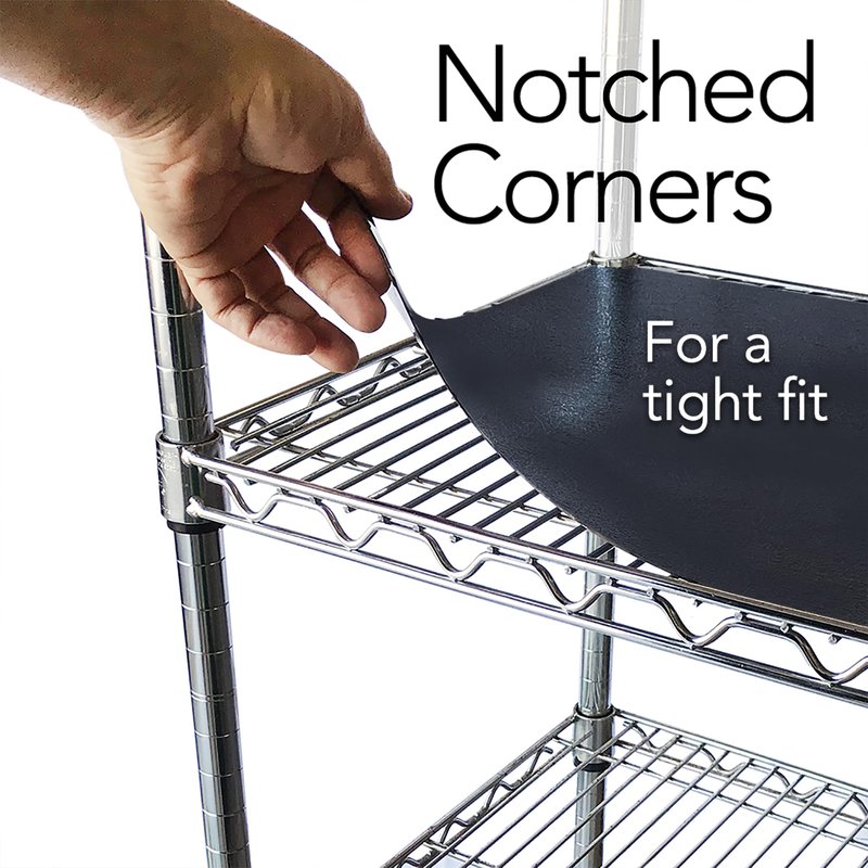 RESILIA Shelf Liner Set for Wire Shelving Rack – 4 Pack, 18 Inch Long x 48 Inch Wide, Black Plastic Vinyl Covers for Kitchen, Pantry, & Garage Racks, Made in The USA