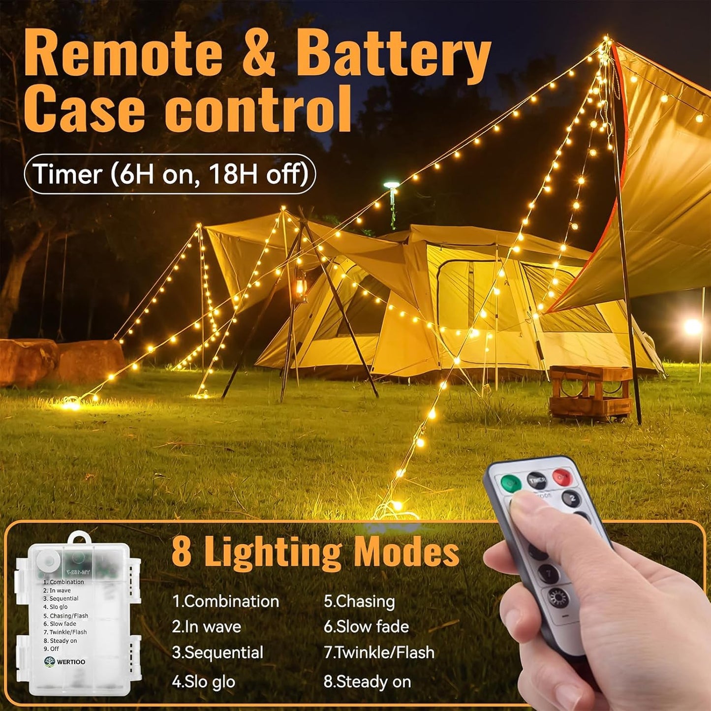 23ft 60 8 WERTIOO Globe String Lights Battery Operated LED Globe Lights with Remote, Modes & Timer Warm White String