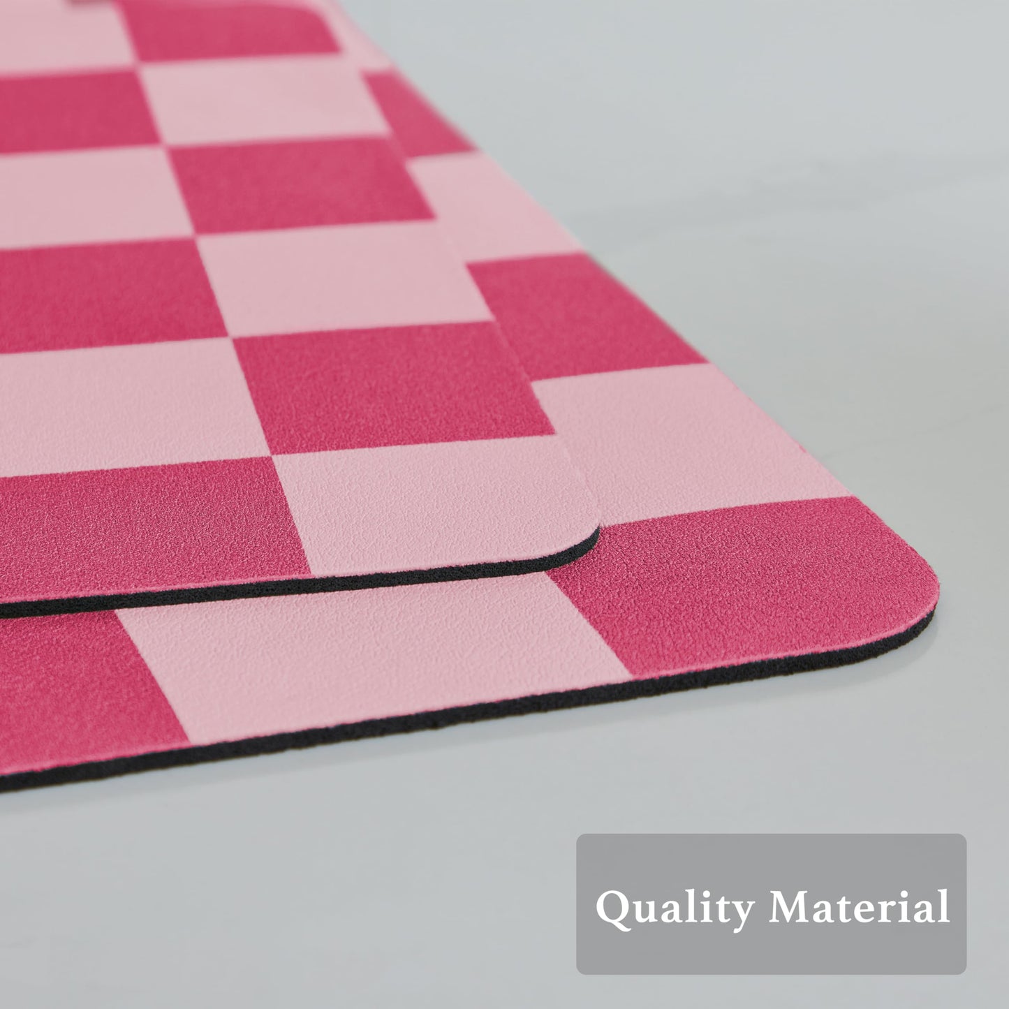 Ohocut Checkered Dish Drying Mat for Kitchen Counter, Coffee Bar Station Accessories, Retro Cute Girly Pink Aesthetic Modern Absorbent Drainer Mat Kitchen Drying Mat Easy Clean, Hot Pink 16" x 24"