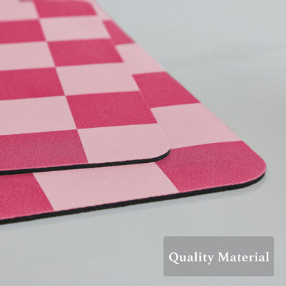 Ohocut Checkered Dish Drying Mat for Kitchen Counter, Coffee Bar Station Accessories, Retro Cute Girly Pink Aesthetic Modern Absorbent Drainer Mat Kitchen Drying Mat Easy Clean, Hot Pink 16" x 24"