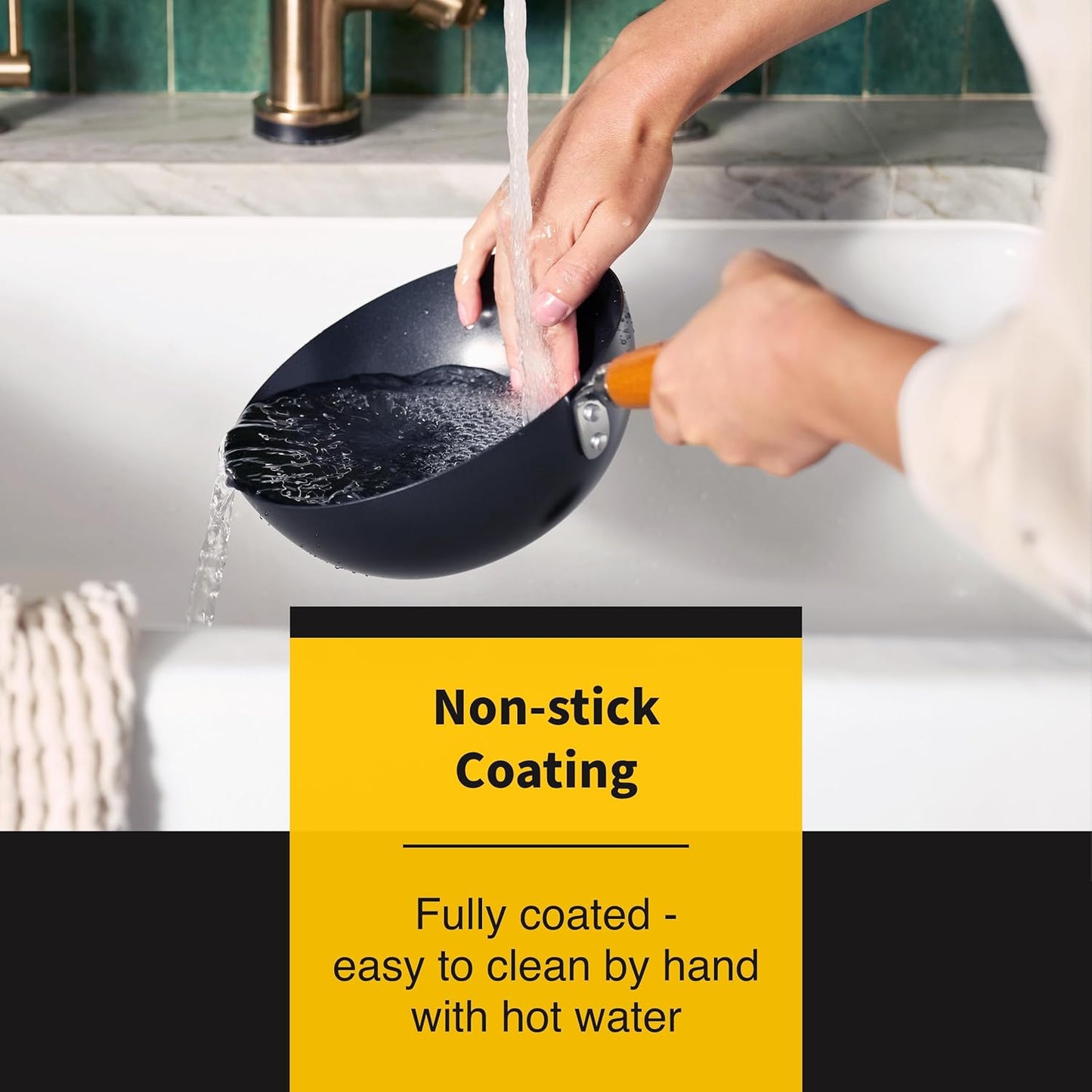 Ken Hom Classic 8-Inch Non-Stick Carbon Steel Mini Wok, Lightweight Stir Fry Pan, Hand Wash Only