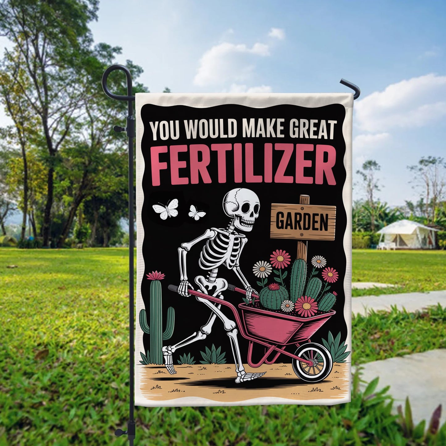 VOTANTA (12"x18") You Would Make Great Fertilizer Garden Flag Funny Skeleton Gardeners Gifts Outdoor Sign Yard House Patio Decorations Welcome Garden Flag Double Sided
